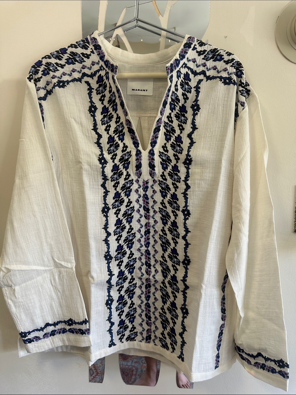 NWT Isabel Marant Cikariah Embroidered Cotton Gauze Shirt (L)